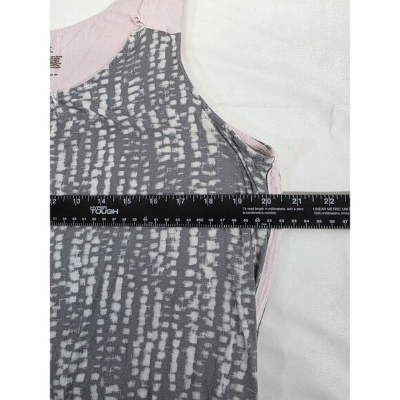 SECRET TREASURES GRAY PINK ABSTRACT SCOOP TANK TOP L - Picture 5 of 6